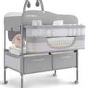 Baby Changing Table, Versatile Folding Changing Table, Waterproof Diaper Changing Station, Adjustable Height with 2 Drawers,Baby Changing Station, Mobile Nursery for Infant and Newborn