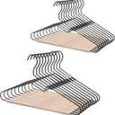 Nature Smile Premium Black Matt Metal Suit Clothes Hanger 20 Pack with a Smooth Beech Wood Pants Bar,Unique Coat Hanger Dress Hanger Shirt Hanger