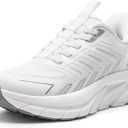 ALLSWIFIT Women's Slip On Walking Shoes Running Comfortable Tennis Breathable Non Slip Athletic Gym Workout Cross Training Fashion Sneakers, Size 8W, White, SARR034W