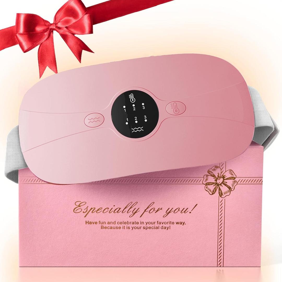 ZPP Portable Cordless Heating Pad, Fast Heating Pad, Electric Waist Belt Device, 3-Speed Vibration&Heat Levels, Back or Belly Heating Pad for Women and Girl