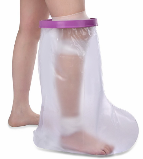 Waterproof Leg Cast Cover For Shower. Cast Protector Covers Bag Bath, Watertight Plastic Sleeve Sock Reusable Dry Seal Broken Leg Knee Foot, Size 24"
