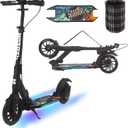 Kick Scooter for Teens & Adults, Foldable Commuter Scooter, Smooth & Stable Ride, Dual Suspension, Disc Brake, Adjustable Height, Supports Up to 330 LBS
