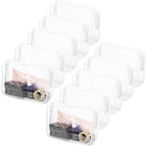 Tbestmax 10 Pcs Clear Cosmetic Bags Small Makeup Bags Portable Waterproof Travel Toiletry Bags Organizer White, 7.5"x 4.8"x 2.3"