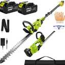 2-in-1 Cordless Hedge Trimmer, Battery Powered Pole, 21 in Steel Blade