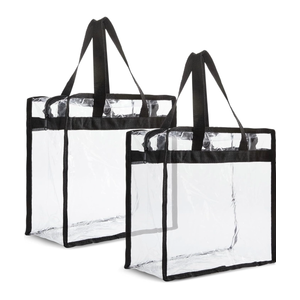 Juvale Clear Stadium Approved Bags - 12x6x12 Large Transparent Tote Bags with Zippers and Handles