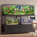 Heybly 55-75 Gal Fish Tank Stand with Drawer, Power Outlet, Black HAS005BK