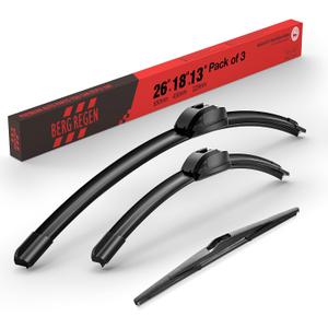 BERG REGEN 26"+18" Windshield Wiper Blades with 13" Rear Automotive Replacement Set for Kia Sedona 2015 2016 2017 2018 2019 2020 2021, Kia Telluride 2021 2022 2023 Genuine OEM Quality (Set of 3)