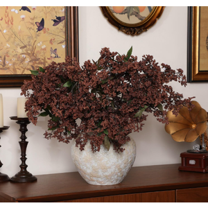 Zeyune 3 Pcs Artificial Brown Berry Stem 35 Inch Spring Faux Flowers Picks Branches Fake Realistic Sedum Stem Spray for Wedding Holiday Seasonal Farmhouse Mantel Harvest DIY Home Decorations