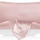 LILYSILK Natural Silk Pillowcase for Hair and Skin with Cotton Underside 1pc Standard 20x26 Inch Chocolate Pale Pink