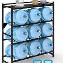 5 Gallon Water Jug Holder Heavy Duty4-Tier Water Jug Rack w/Top Shelf, Wall Mount Water Bottle Holder for 9 Bottles, Powder Coated Water Rack Stand for Home, Office, Restaurant, Gym.
