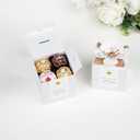 FEIYI 20 PCS Candy Boxes, 3 In 1 White Favor Boxes With Floral Decor, White Thank You Tags Gift Wrapping For Wedding Birthday Baby Shower Decorations Party -2.55x2.55x2.55''