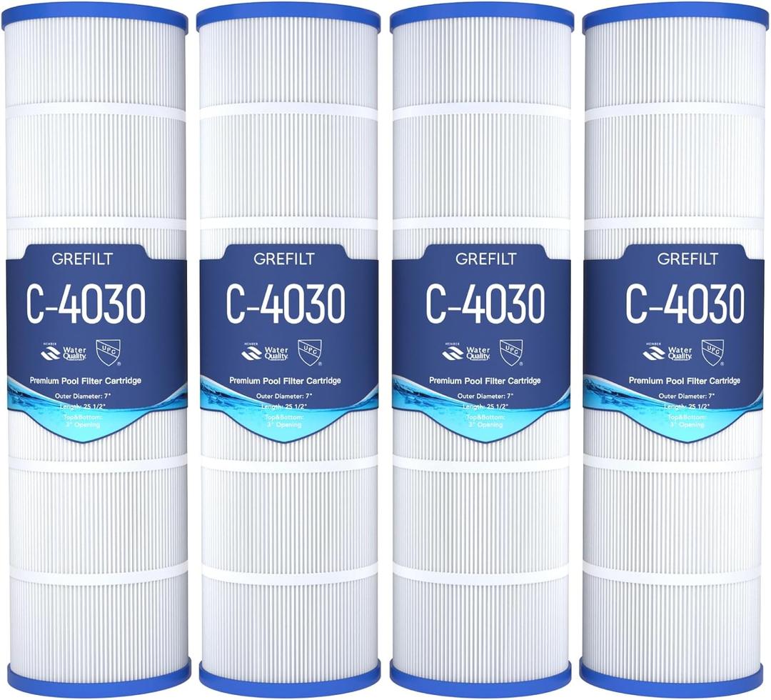 4-Pack C4030 Pool Filter Cartridges, Compatible with Hayward SwimClear C4030, C4025, C4020, Replaces Pleatco PA106, Hayward CX880XRE, Unicel C-7488, 425 sq.ft