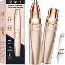 Eyebrow Trimmer Facial Hair Removal for Women: 2 in 1 Rechargeable Face Shaver and Eyebrow Razor - Painless Electric Hair Remover Device for Peach Fuzz Fine Hairs Upper Lip Chin