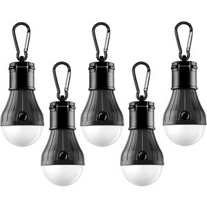 FLY2SKY Tent Lamp Portable LED Tent Lights 5 Packs Hook Hurricane Emergency Lights LED Camping Light Bulb Camping Tent Lantern Bulb Camping Equipment for Camping Hiking Backpacking Fishing Outage