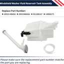 Windshield Washer Fluid Reservoir Tank Assembly Fit for Nissan Rogue 2014 2015 2016 w/(Pump/Filler Neck Inlet/Fluid Level Sensor Hole/Pipe Hose/Motor/Cap) 289104BA0A 28910-4BA0A NI1288167