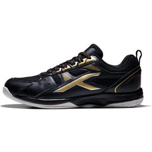 Hundred Raze Badminton Shoes (Non Marking) | Lightweight & Durable | X-Cushion, Active Grip Sole, Toe Assist, Paddle Pickle (9, Black-gold)