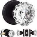 SHINY HANDLES Glass Door Knobs Interior with Lock, Privacy Crystal Door Knob for Bedroom and Bathroom (Venetian Bronze,1Pack)