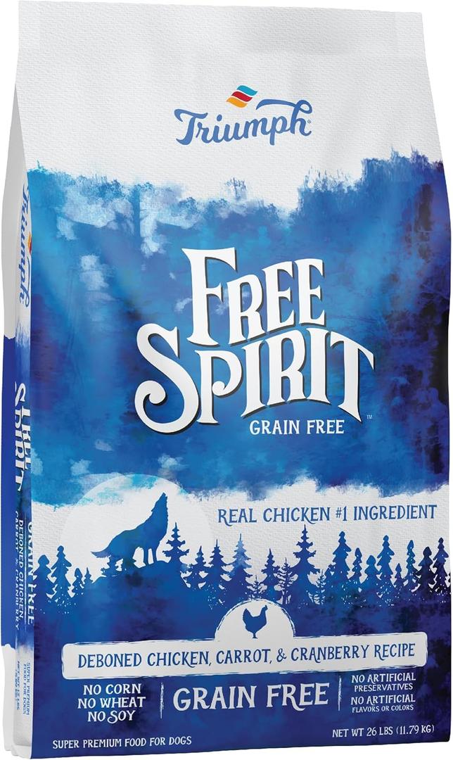 Triumph Free Spirit Deboned Chicken, Carrot, & Cranberry Recipe Dry Dog Food, 26 LB (26 Pound (Pack of 1))
