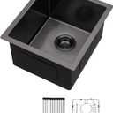 Lordear Black Undermount Bar Sink 13 x15 x 9 Inch Bar Prep Sinks Gunmetal Black Stainless Steel Handmade Kitchen Sink Basin