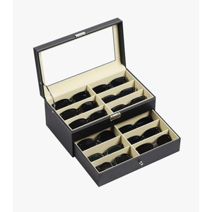 AUTOARK 12 Piece Eyeglasses Storage and Sunglass Glasses Display Drawer Lockable Case Organizer
