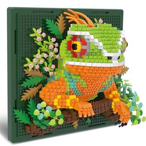 BseSparklion Chameleon Animal 3D Wall Art Micro Mini Building Blocks Set, Unique Home Wall Decor or Table Display, No Compatible with Lego, Ideal Gift Toy for Adults & Boys Girls 14+ (1376 PCS)