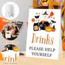 2 x Halloween Baby Shower Tabletop Sign, Drinks Please Help Yourself, Include One 811 Sign with holder, A Little Boo Gender Reveal Party Decoration Supplies - FJ17