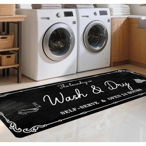 Laundry Room Rug Runner, 20"x59" Non Slip Laundry Mat Organization Washable Floor Carpet Farmhouse Decor for Kitchen Bathroom Mudroom Washroom White