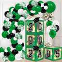 DAZONGE Graduation Decorations 2025, Set of 4 Green Graduation Boxes with 139pcs Balloon Arch Garland Kit & 4 String Lights - So Proud of You Class of 2025 Decorations