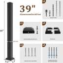 Aluminum Deck Post,2.8 in. x 2.8 in. x 39 in Perpendicular Adjacent Two Side Pre-Drilled 90 Degree Railing Corner Post, Ending Support Post