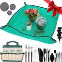 44 pcs Succulent Tool Set - 39.4" Indoor Plant Repotting Mat and 19 Pcs Mini Gardening Hand Tools Bag, Garden Plants Transplanting Supplies for Women Gardener Gifts Outdoor, Green