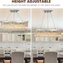 12-Lights Crystal Chandeliers Modern Crystal Rectangular Flush Mount Chandelier with Raindrop Crystals Pendant Light Fixture for Dining Dining Room Kitchen Dining Room Bedroom Bathroom Hotel, L47" x W10" x H10"