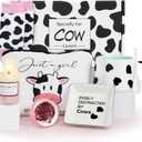 UAREHIBY Cow Print Stuff,Cow Themed Gifts for Women,Birthday Gifts for Cow Lovers,Cute Cow Ceramic Mug,Cow Print Cosmetic Bag and Socks for Cow Lovers