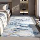 CRYPTOLITE Abstract Area Rug 4x6 Washable Rug with Non-Slip Backing Low Pile Area Rug Area Rugs for Living Room, Bedroom, Dining Room, Blue