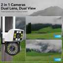 Dual Lens Indoor Security Camera - 2.4G WiFi, 360 PTZ Waterproof Camera, Battery Operated Camera for Home Indoor Seguridad Surveillance