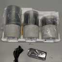 Rechargeable Marble Flameless Candles, Gray Glass LED Pillar Candle with Remote & Timer,Decorative Candles for Living Room, Bedroom, Holiday Dcor & Gifts for Women,Set of 3