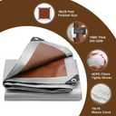 16Mil Tarps Heavy Duty Waterproof 16x20 Finished Size, Large Outdoor Multipurpose Protective Cover (Silver/Brown)