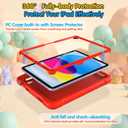 DJ&RPPQ Kids Case for iPad A16 11th Generation 2025/iPad 10th Generation 2022 with Screen Protector, Shockproof Handle Stand Cover with Pencil Holder iPad 11th/10th Generation Case for Kids, Red