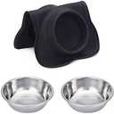 Hubulk Pet Dog Bowls 2 Stainless Steel Dog Bowl with No Spill Non-Skid Silicone Mat + Pet Food Scoop Water and Food Feeder Bowls for Feeding Dogs Cats Puppies (M, Black)