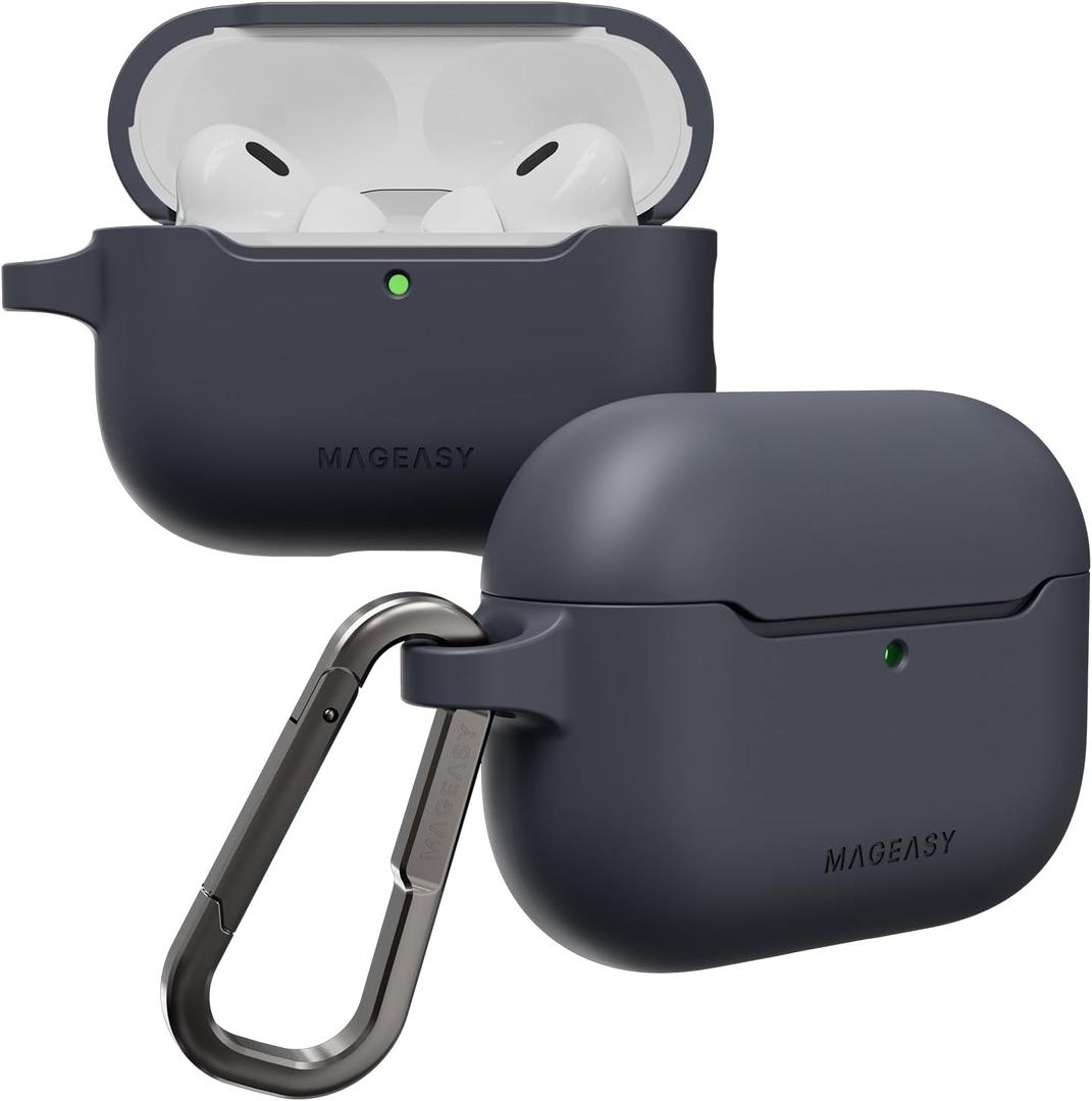 MAGEASY Designed for AirPods Pro 3 Case  Shockproof Protective Case for AirPods Pro 3, StainResistant, Smooth & SkinFriendly, Support Wireless Charging  Skin (Midnight Blue)