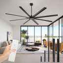 84-Inch 8-Blade Large Ceiling Fan,with Remote Control,Indoor/Outdoor Modern Ceiling Fan,6-Speed Reversible Quiet DC Motor,Suitable for Terraces,Living Rooms, Black.
