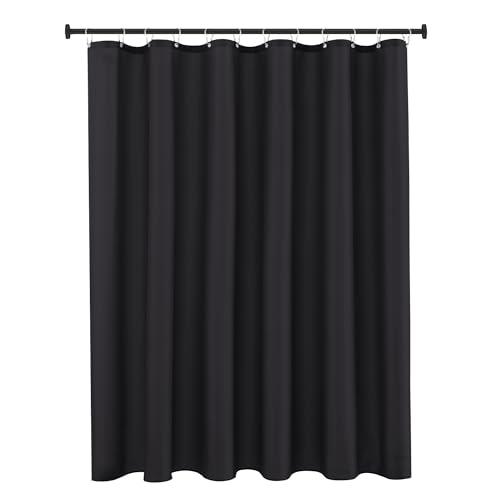 Biscaynebay Extra Long Fabric Shower Curtain Liner 72 Inch Width by 84 Inch Length, Black Water Resistant Bathroom Curtains, Rust Resistant Grommets Top Weighted Bottom Machine Washable