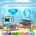 Diving Gem Pool Toy 10PCS DISHIO Big Colorful Diamond Diving Toy with Treasure Box Chest Pirate Pool Toys for Kids Toddlers Underwater Sinking Dive Gemstone for Swimming Bath Birthday Party Decoration