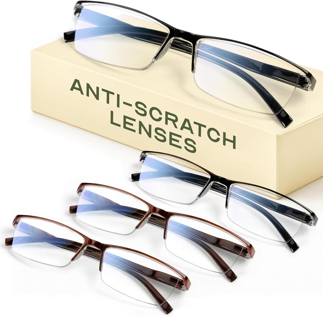 Gaoye +2.0 Executive Style Reading Glasses Men - Durable Readers with Blue Light Filtering - Comfortable Fit with TR90 Frames