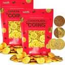 200 Milk Chocolate Coins, Gold Half Dollar Coins, Made with Premium Belgian Chocolate, Hanukkah Gelt Nut Free, Non-GMO, Kosher Dairy (EXP 11/02/27)