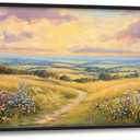 Framed Large Rustic Wall Art for Living Room, Oversized Farmhouse Countryside Nature Landscape Wall Decor Wildflower Field Canvas Painting Floral Pictures Modern Artwork for Bedroom Office 60"x30"
