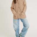 Saodimallsu Womens Cable Knit Cardigan Sweaters Fall Oversized Long Sleeve Button Open Front Knit Sweater Coats (Brown)