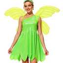 TinkerBell Costume Ladies Green Fairy Dresses Halloween Costumes Sexy Sparkle Cosplay Dress Size Small