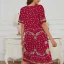 Womens House Dress Floral Print Nightgown with Pockets Mumu Dress S-3XL (Red, XL)