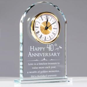YWHL 40th Wedding Anniversary Clock Gifts for Husband Wife, Happy 40th Anniversary Clock for Parents, 40 Year Anniversary Surprise Gifts for Couple (Battery not Included)