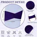 Moukeren 100 Pcs Spandex Chair Sashes Bows Bands Slider Sashes for Chair Covers Elastic Bands Ties Ribbon Decorations for Wedding Party Events Ceremony Birthday Banquet(Deep Purple)